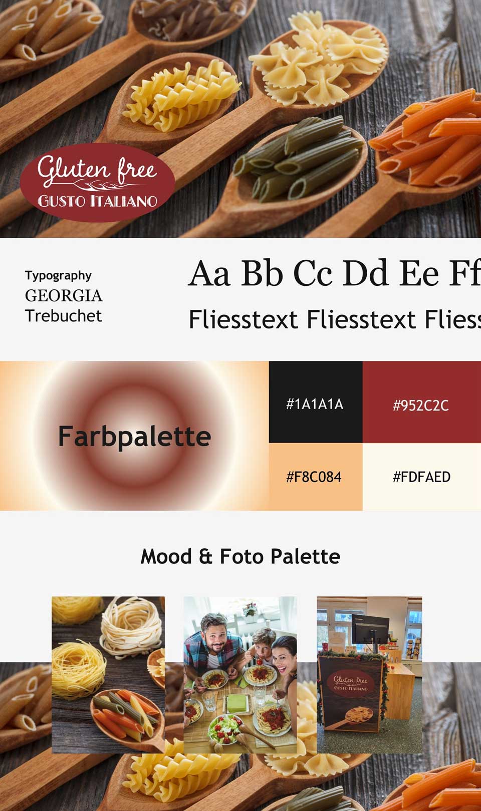 Farb und Typografie Onlineshop Glutenfree, Moodboard