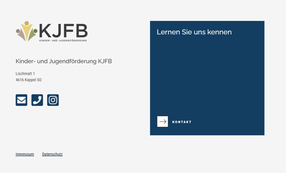 Footer Webdesign Relaunch Webseite gemeinnützige Organisation KJFB