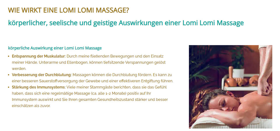 SEO Agentur Texterstellung Massage Studio berühren lernen