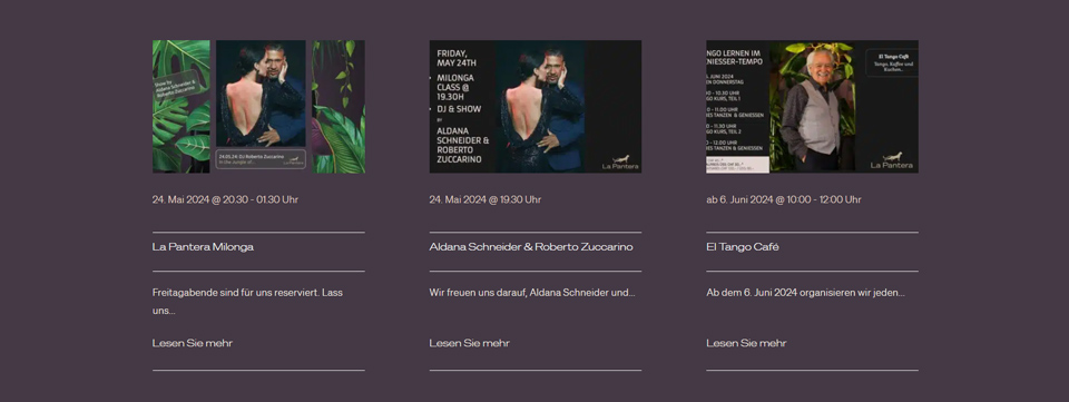 Workshops Events Tanzschule Webseite und Memberbereich Referenz
